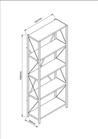 Stewehome Μεταλλική βιβλιοθήκη με 5 ράφια Λευκό 55x26x151 cm