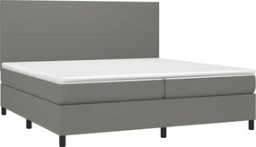 vidaXL Κρεβάτι Boxspring με Στρώμα Σκούρο Γκρι 200x200 εκ. Υφασμάτινο