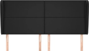 vidaXL Κεφαλάρι με Πτερύγια Μαύρο 183x23x118/128 εκ.Συνθ. Δέρμα