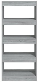vidaXL Βιβλιοθήκη/Διαχωρ. Χώρου Γκρι Sonoma 60x30x135 εκ Επεξεργ. Ξύλο