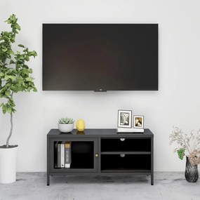 Έπιπλο Τηλεόρασης Ανθρακί 90 x 30 x 44 εκ. από Ατσάλι και Γυαλί - Ανθρακί