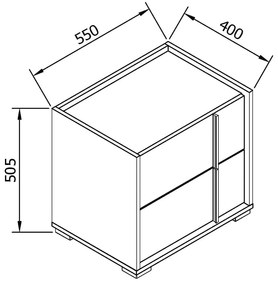 Ξύλινο Κομοδίνο MODWAY Industrial/Nimphea Alba 55x40x50.5cm