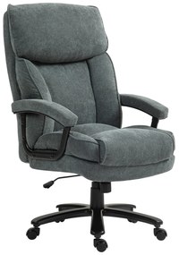 HOMCOM Μεγάλη ψηλή καρέκλα γραφείου, χωρητικότητα 200 κιλών, στιβαρή κατασκευή, μαλακό κάλυμμα, Γκρι
