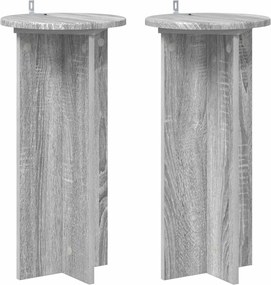 vidaXL Βάση φυτών 2 τεμ. Γκρι Sonoma 29,5 x 29,5 x 60 εκ.
