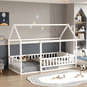 ΚΡΕΒΑΤΙ ΠΑΙΔΙΚΟ ΜΕ ΚΑΓΚΕΛΟ HOUSER HM706.03 τ.MONTESSORI ΞΥΛΟ ΠΕΥΚΟ ΛΕΥΚΟ-190x90εκ