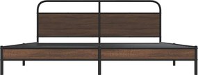 vidaXL Σκελετός Κρεβ. Χωρίς Στρώμα Καφέ Δρυς 183x213 εκ. Μεταλλικό