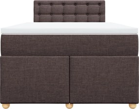 vidaXL Κρεβάτι Boxspring με Στρώμα Σκούρο Καφέ 120x200 εκ. Υφασμάτινο