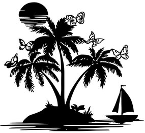 Διακοσμητικό Τοίχου Island 899SKL2591 67x60cm Black Wallity Μέταλλο