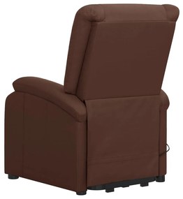 vidaXL Πολυθρόνα Μασάζ με Ανύψωση Γυαλ. Καφέ Συνθ. Δέρμα