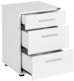 Κομοδίνο Elegance pakoworld με 3 συρτάρια σε λευκή απόχρωση 40x39x57εκ