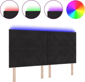 vidaXL LED κεφαλάρι Μαύρο 180 cm Τεχνητό Δέρμα