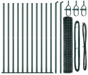 vidaXL Euro Fence με 13 φλαντζοειδείς πόλους 1,2x25 μ από γαλβανισμένο χάλυβα