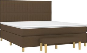 vidaXL Κρεβάτι Boxspring με Στρώμα Σκούρο Καφέ 180x200 εκ Υφασμάτινο