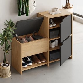 Παπουτσοθήκη Haven sapphire oak-ανθρακί 101x35x80εκ