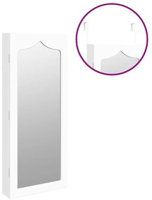 Έπιπλο Κοσμημάτων με Καθρέφτη Επιτοίχιο Λευκό 37,5x10x90 εκ. - Λευκό