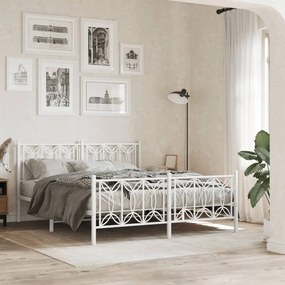 vidaXL Πλαίσιο Κρεβατιού με Κεφαλάρι&Ποδαρικό Λευκό 160x200εκ. Μέταλλο