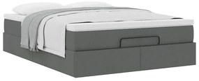 vidaXL Οθωμανικό κρεβάτι με στρώμα Σκούρο γκρι 140x200cm ύφασμα