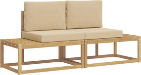 vidaXL Σειρά Καναπέ Εξωτερικού 2 pcs Λευκό και Μπεζ Πολυεστέρας