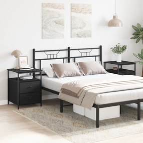 vidaXL Κομοδίνα 2 τεμ Μαύρο Δρυς 44x45x60 εκ Επεξεργασμένο Ξύλο
