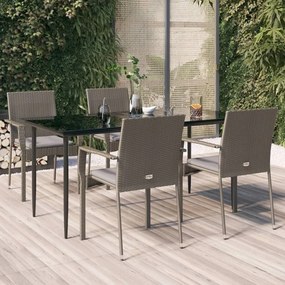 vidaXL Σετ Τραπεζαρίας Κήπου 5 τεμ Μαύρο&amp;Γκρι Συνθ. Ρατάν με Μαξιλάρια