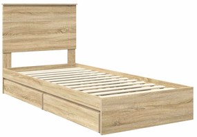 vidaXL Κρεβάτι Αποθήκης Δρύς Sonoma 75 x 190 cm Επεξεργασμένο ξύλο