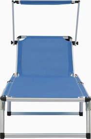 vidaXL Ξαπλώστρα Πτυσσόμενη Μπλε από Αλουμίνιο/Textilene με Σκίαστρο