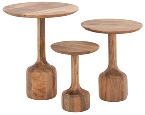 ΣΕΤ 3 ΣΤΡΟΓΓΥΛΑ ΤΡΑΠΕΖΑΚΙΑ ΣΑΛΟΝΙΟΥ GOBLET HM18348 ΞΥΛΟ ΑΚΑΚΙΑΣ Φ50x60Υεκ