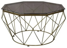 Τραπέζι Σαλονιού Grid Gold/Glass ΕΜ522,2 D.87cm/H.45cm Metal, Glass