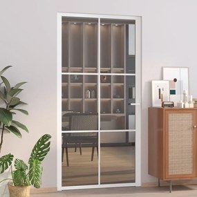 vidaXL Εσωτερική Πόρτα 102,5x201,5 εκ. Λευκή ESG Γυαλί και Αλουμίνιο