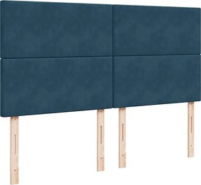 vidaXL Κρεβάτι Boxspring με Στρώμα Μπλε 200x200 εκ. Βελούδινο