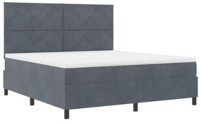 vidaXL Κρεβάτι Box Spring με Στρώμα & LED Σκούρο Γκρι 180x200 εκ. Βελούδο