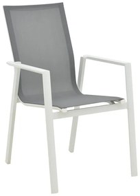 Καρέκλα - Πολυθρόνα κήπου Dashiell αλουμίνιο λευκό textilene γκρι 71x58x94 εκ. 71x58x94 εκ.
