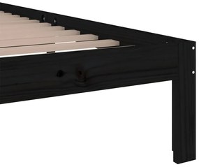 vidaXL Πλαίσιο Κρεβατιού Μαύρο 75x190 εκ. Μασίφ Ξύλο 2FT6 Small Single