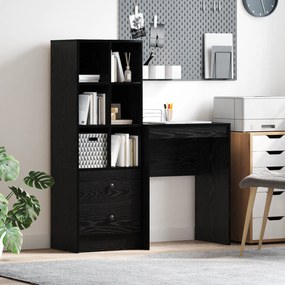 vidaXL Γραφείο με Αποθήκευση Μαύρης Δρυός Επεξεργασμένο Ξύλο