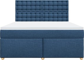 vidaXL Κρεβάτι Boxspring με Στρώμα Μπλε 180x200 εκ. Υφασμάτινο