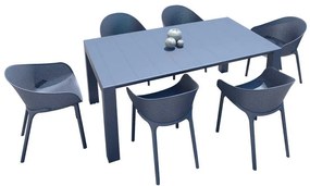 Σετ Τραπεζαρίας 7τμχ Vegas Sky Dark Grey 100X180/220εκ.