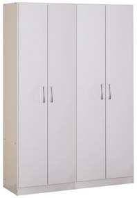 Intrahome Ντουλάπα ρούχων τετράφυλλη Jonar I Intrahome χρώμα λευκό 120x42x180εκ | SKU: INTRAPA-350111174