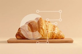Intra Συλλεκτικό Ξύλινο Παζλ Plywood  4mm - Φρεσκοψημένο κρουασάν σε ξύλινη σανίδα Σε Ξύλινο Κουτί - Διαστάσεις: 10x10 cm – 25 κομμάτια
