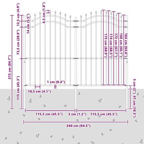 vidaXL Φράχτης Κήπου Λευκό 215 cm Ατσάλι με Επικάλυψη Πούδρας