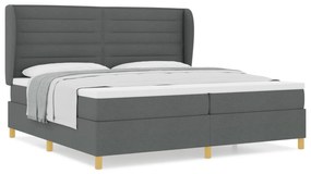 vidaXL Κρεβάτι Box Spring με Στρώμα Σκοτεινό Γκρι 200x200 εκ. Υφασμάτινο