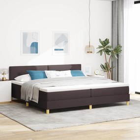vidaXL Box Spring Κρεβάτι με Στρώμα & LED Καφέ 200x200 εκ. Ύφασμα