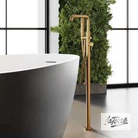 La Torre Elle 34078 Brushed Gold - Επιδαπέδια μπαταρία λουτρού