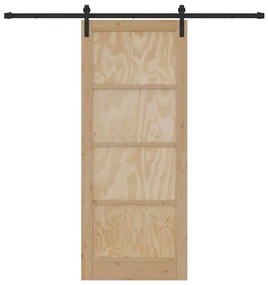vidaXL Συρόμενη Πόρτα Φυσικό και μαύρο 86 x 211 cm