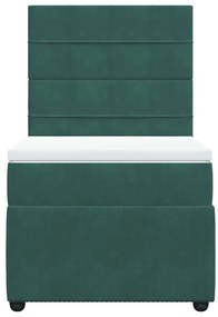vidaXL Κρεβάτι Boxspring με Στρώμα Σκούρο Πράσινο 80x200 εκ. Βελούδινο