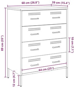 Μπουφές Ανθρακί 68x39x89 εκ. από Ατσάλι - Ανθρακί