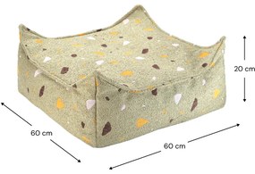 Terrazzo Πουφ Σκαμπο Υφασμα Μπουκλε / Σενιλ Ανοιχτό Πράσινο