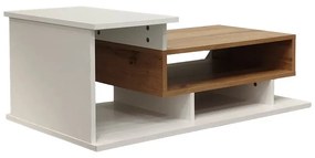 Τραπέζι σαλονιού Nuvele pakoworld σε λευκή-sonoma απόχρωση 90x50x35εκ
