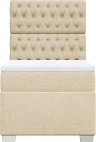 vidaXL Κρεβάτι Boxspring με Στρώμα Κρεμ 90x190 εκ.Υφασμάτινο