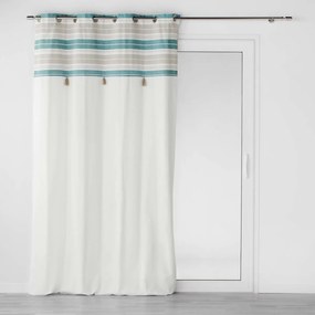 Κουρτίνες, περσίδες Douceur d intérieur  RIDEAU A OEILLETS 140 x 240 CM COTON UNI+TOP IMPRIME+POMPONS NAT
