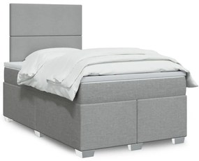 vidaXL Κρεβάτι Boxspring με Στρώμα Ανοιχτό Γκρι 120x200 εκ. Υφασμάτινο